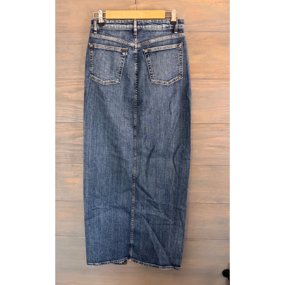3x1 Elizabella Denim Maxi Skirt Blue High Rise Front Slit Made in Italy Size 28 - Picture 5 of 7
